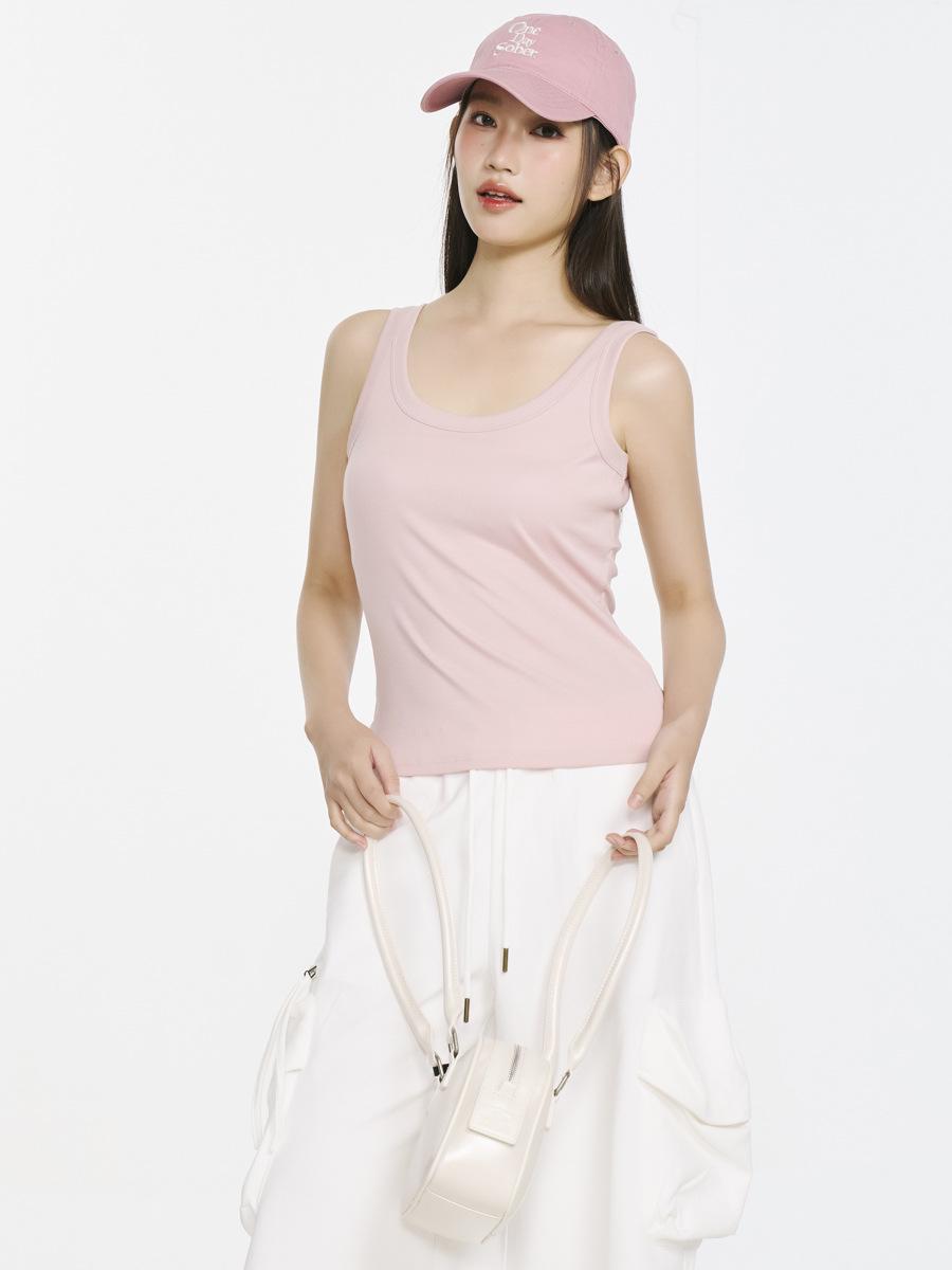 Spring 2026 Women s Tencel Lyocell Ribbed Spaghetti Strap U-Neck Vest Top XXL