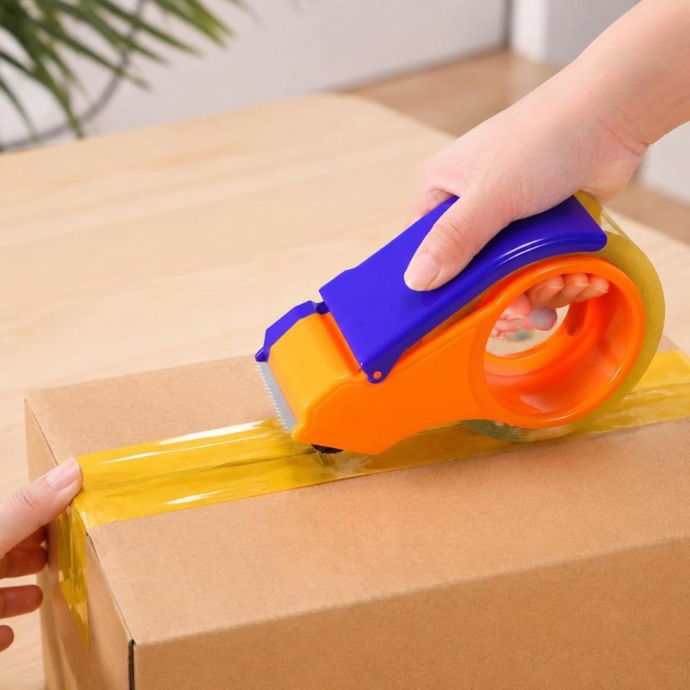 2-Piece Heavy-Duty Manual Ergonomic Handheld Packaging Tape Dispenser Office Supply