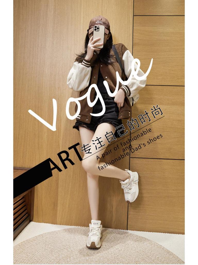 Women's Genuine Leather Thick-Soled Dad Shoes - Versatile, Breathable, Casual Sports Shoes for Spring 2025.