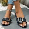 Fashion 2025 Women Metal Decor Single Band Flat Sandals Fashion Sexy Open Toe Outdoors Slides Luxurious Office Ladies Party Female Shoes