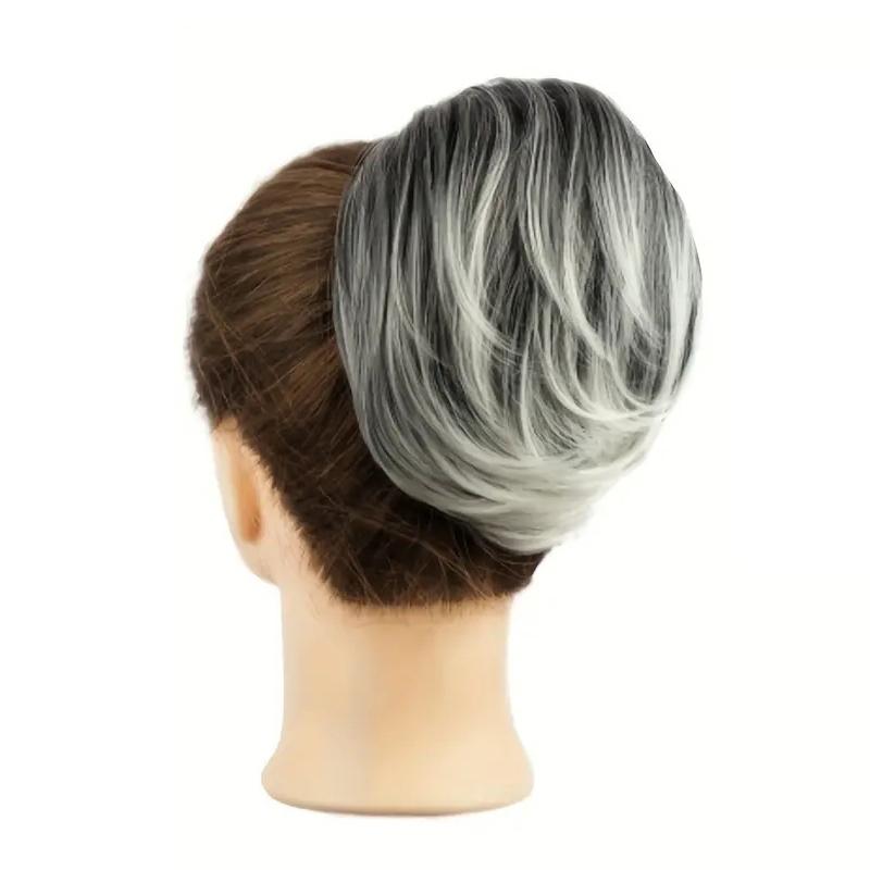 Synthetic Messy Bun Women Straight Short High Ponytail Extension Synthetic Straight Claw Clip Chignon Natural Hairpieces