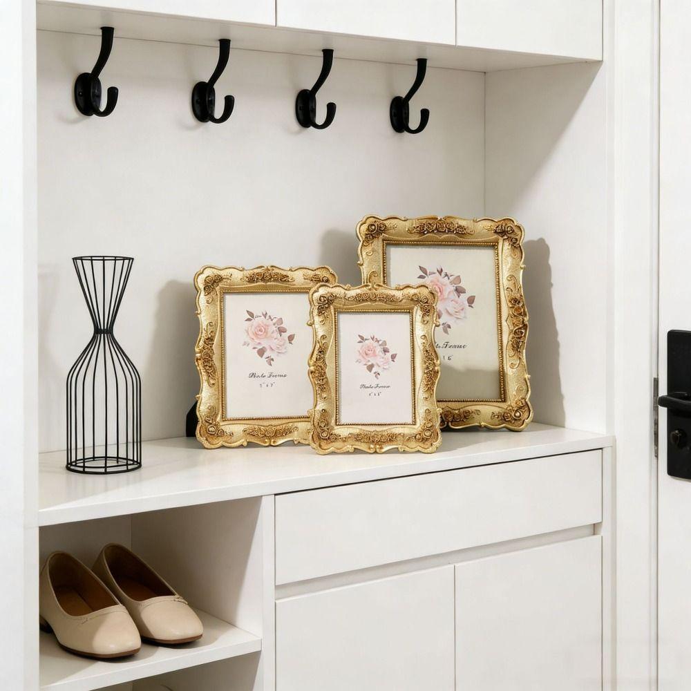 Elegant Vintage Picture Frame Resin Ornate Details Gold Antique Frame Retro Style Exquisite Victorian Photo Frame Anniversary