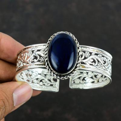 Blauer Feuer Labradorit Armreif Original Edelstein Schmuck 925 Sterling Silber Manschettenarmband Verstellbarer Armreif Handgefertigter Schmuck Verlobungsgeschenke