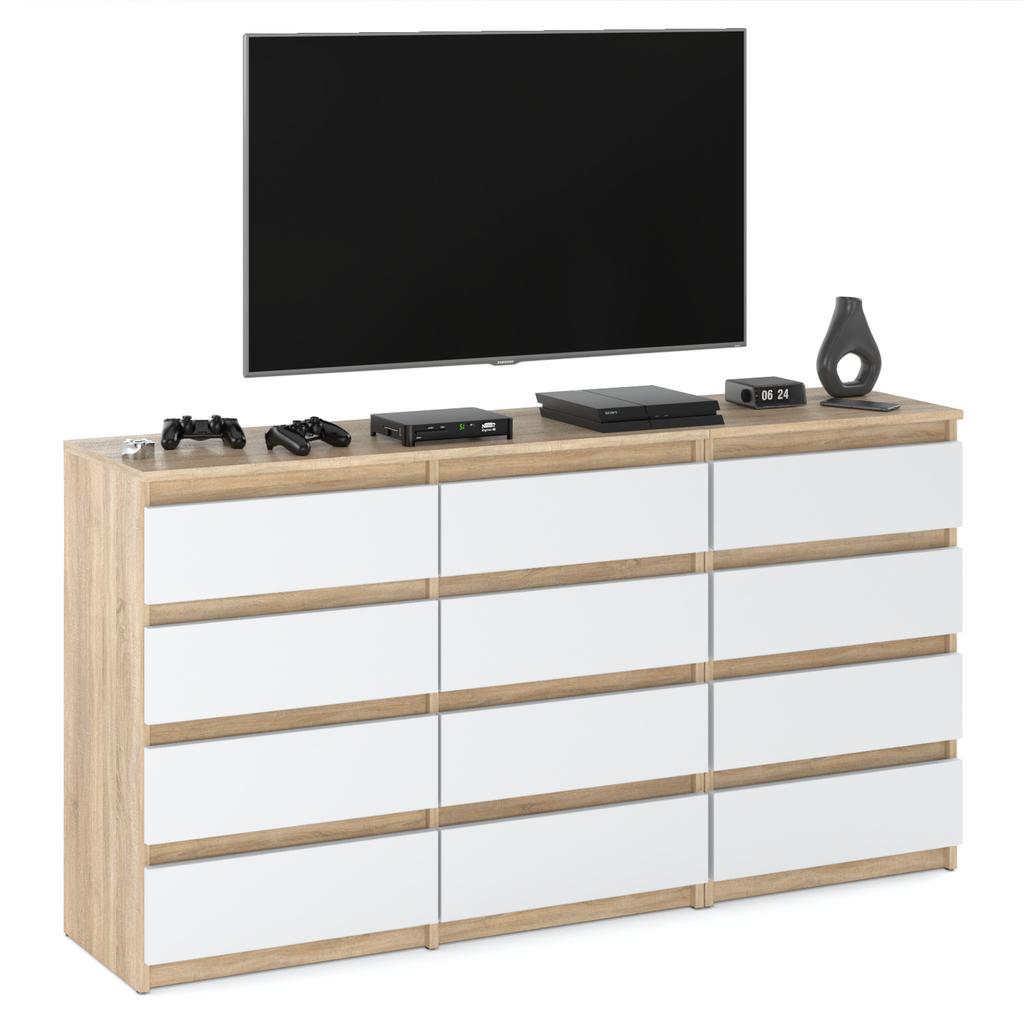 Chest of Drawers 12 Drawers Cabinet “HIT” 84 Sonoma Oak / Matte White