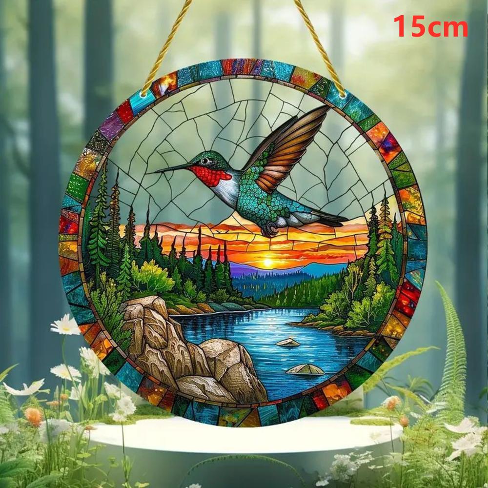 Acrylic Colorful Hummingbird Sun Catcher Rainbow Bird Wind Chimes Crafts Hanging Decor For All Seasons Home Garden Ornament