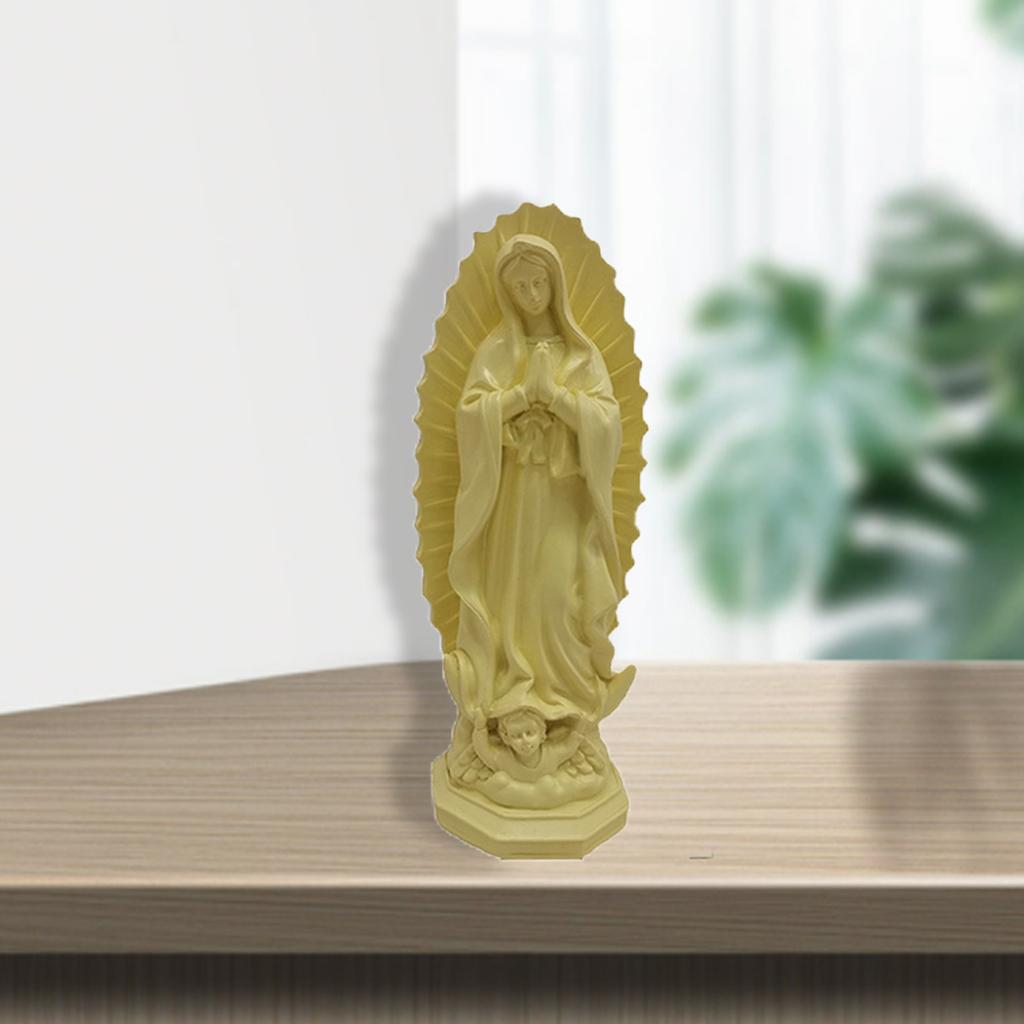 Resin Mary Statue Figure Blessed Mother Ornament Figurine Handmade for Patio Wedding Gift Tabletop Outdoor Decor