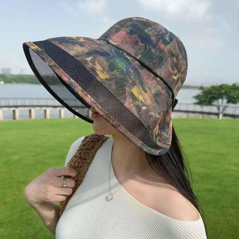 Fashion Flower Cloth Empty Top Hat Sun Hat Ladies Elegant Summer Folding Outdoor UV Protection Beach Sun Hat