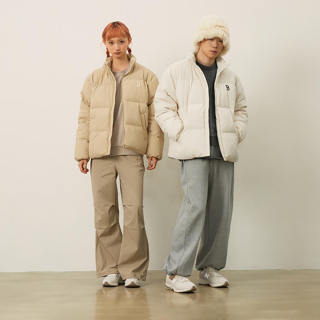 New MLB Boston Red Sox Basic Collection FW24 Down Jacket Unisex Dark Cream 3ADJB1046-43CRD