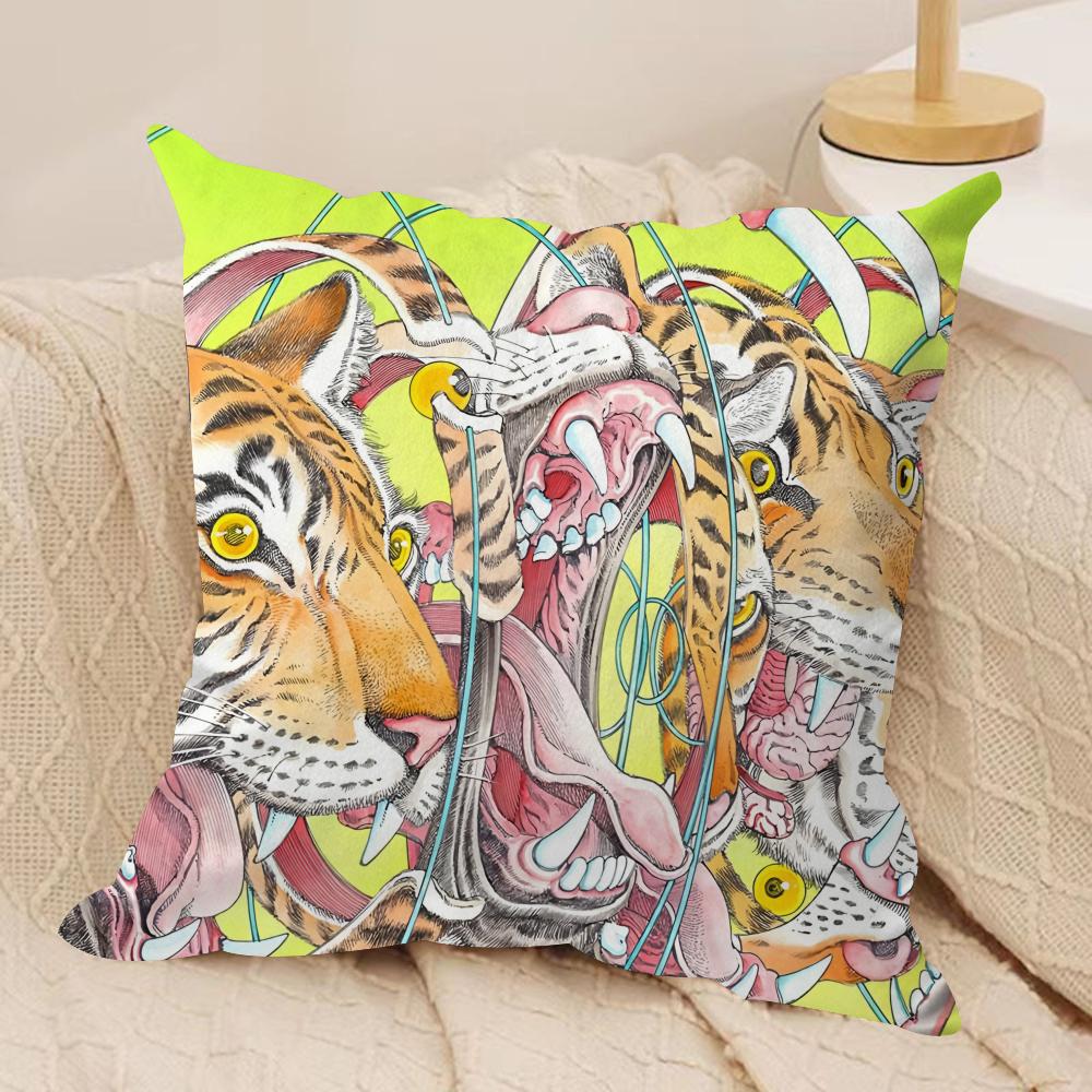 Funny SShintaro Kago Cushion Cover Silky Short Plush Sofa Pillow Cover Hidden Zipper Soft Dustproof Case for Home Decor
