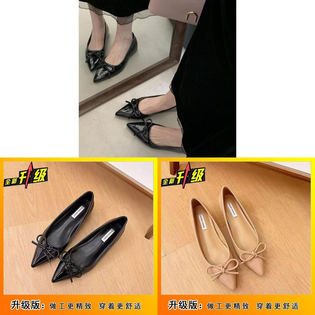 Womens French Style Flat Shoes With Bow Detail For Daily Office And Casual Wear