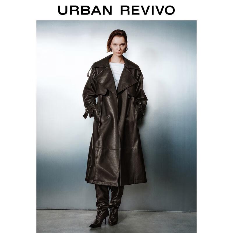 

UR 2025 Осеннее Ретро Двубортное Пальто с Поясом S