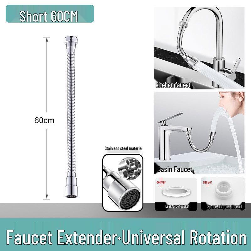 Universal Anti-Splash Faucet Extender with Rotating Joint for Balcony Use