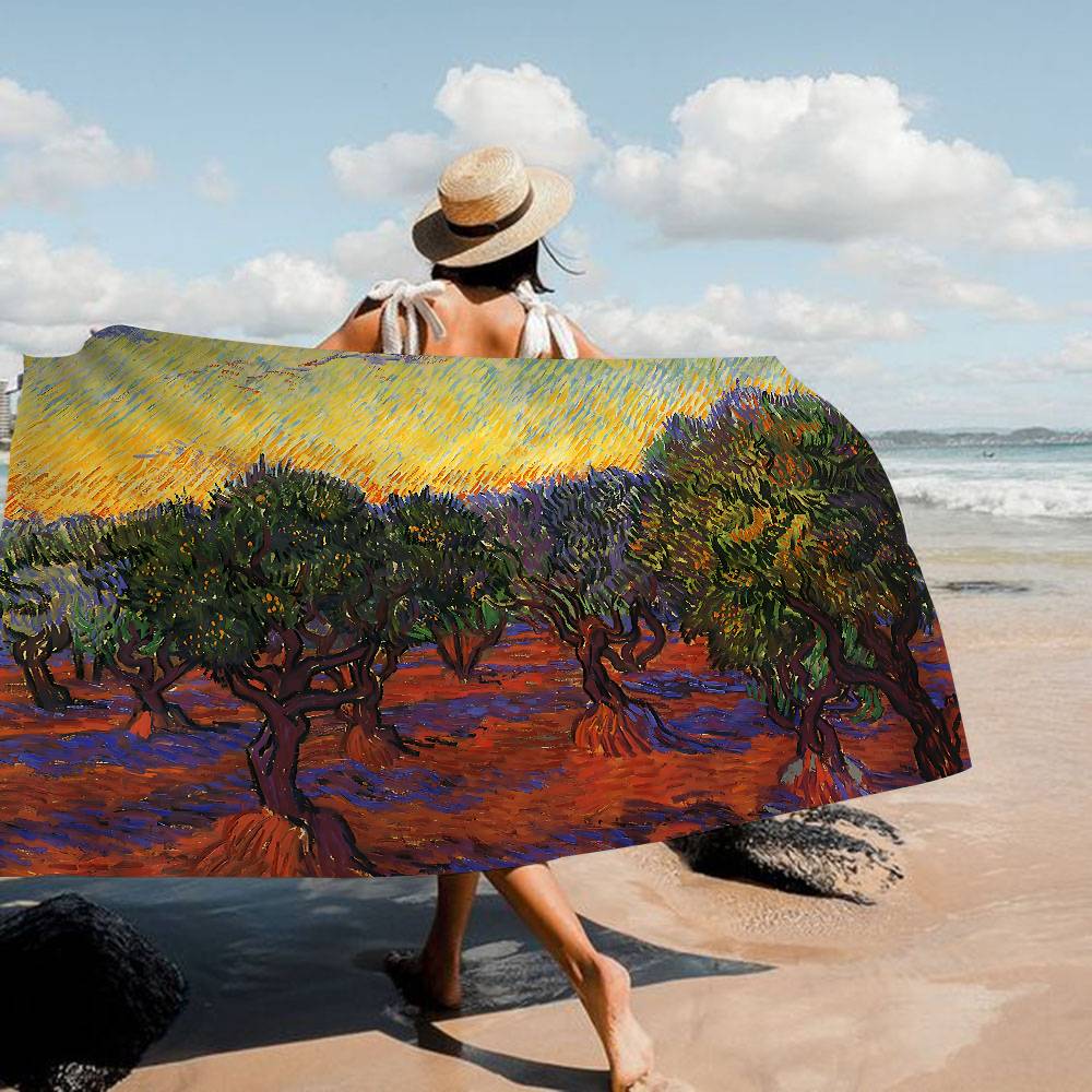 Starry Night Van Gogh Art Anime Beach Swimming Towel Soft Absorbent Washcloth Children's Gifts For Kids Travel Camping Gym