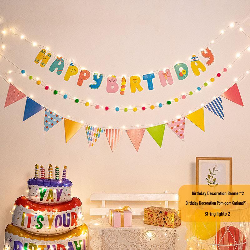First Birthday Pom-Pom Bunting & Photo Banner for Boys and Girls