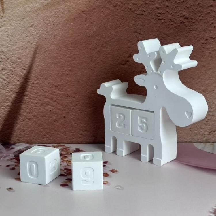 Christmas Silicone Resin Molds Christmas Reindeers Countdowns Calendar Mold Plasters Ornament Mold for Diys Home Decors