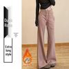 Women's Black Micro-Flare Sports Sweatpants, High-Waisted, Slimming, Flattering, Plus Velvet, Autumn/Winter 2025 Collection