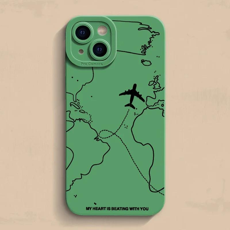 Travel-nspired Airplane Route Desian Phone Case For iPhone 16 15 14 13 12 11 Pro Max Mini 7 8 Plus X XR XS Soft Silicone Cover