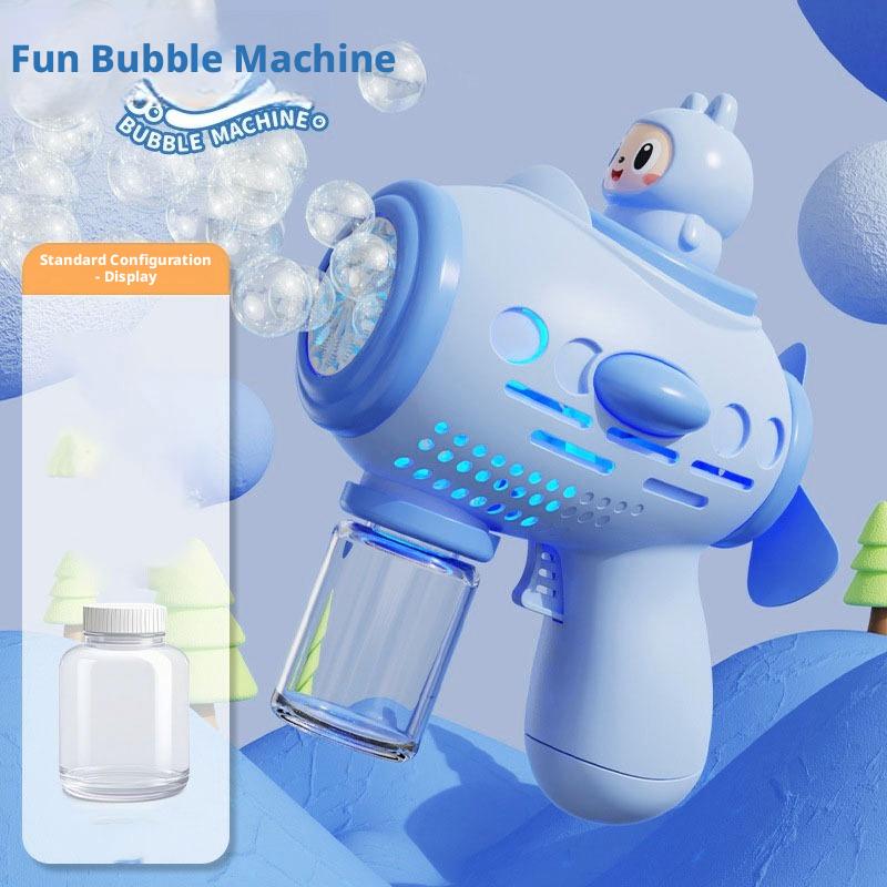 Unicorn Cartoon Stickers Electric Bubble Gun, Porous Automatic Soap Blower With Lights, Outdoor Summer Party Toy Holiday Gift