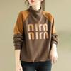 Kadınlar için Sweatshirt Pamuk Bol Oversize Polar Kalınlaştırılmış Rahat Yüksek Yaka Günlük Kazak Üst Sweatshirt