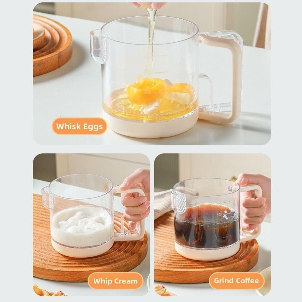 Semi-Automatic Egg Mixing Cup Clear Scale Cream Whisk Food Grade Kitchen Stirring Bottle  Home Use