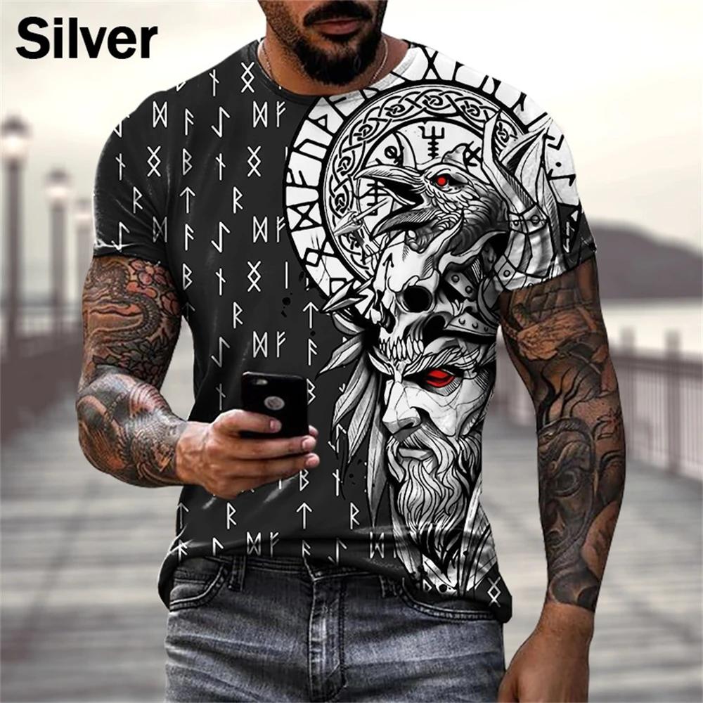 Summer Viking Tattoo Art Graphic 3D Print T-shirt Fashion Short Sleeve Casual Men's T-shirts