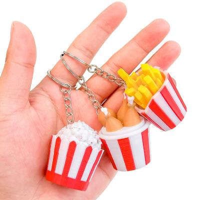3D Printed EDC Keyboard Toys Simulation Chicken Fries Popcorn Clicker Push Button Decompression Fidget Toys Keychain Pendant