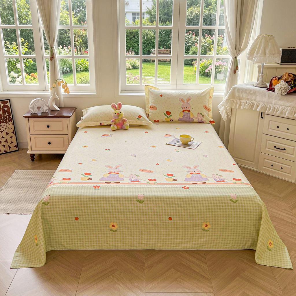 Active Print Pure Cotton Bed Sheets - Simple Style for Dormitory, Home, Single & Double Beds