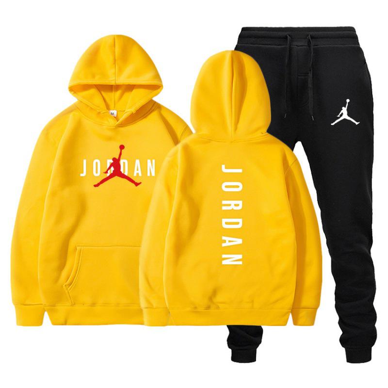 Herren Herbst/Winter Plus Samt Hoodie Trendiges Zweiteiliges Set mit Kapuze
