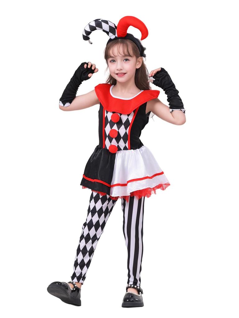 Wszechstronna spódniczka klauna dla dziewczynki na Halloween i bal przebierańców
