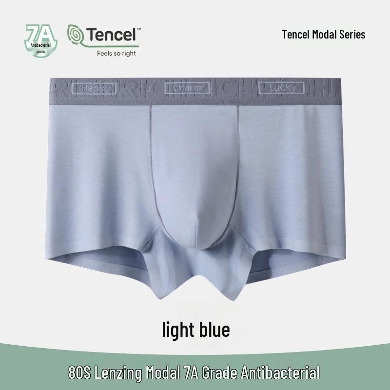 Lenzing Modal Men's Seamless Mid-Rise Boxer Briefs with Antibacterial Crotch, Skin-Friendly Fabric, One-Piece Design