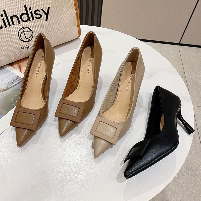 775-82 High Heels Autumn Professional Commuter Single Shoes Women's Pointed Head Thin Heel Huidong Women's Shoes Custom Thin Heel Pointed Head