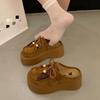 Thick-soled heightening kangaroo bag head half slippers women's new autumn wear a pedal Boken single shoes