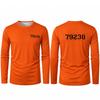 Men's Orange Prisoner Long Sleeve T-Shirt Halloween Party Cosplay Outfit Autumn Fun Fashion Prison Print Round Neck Costume