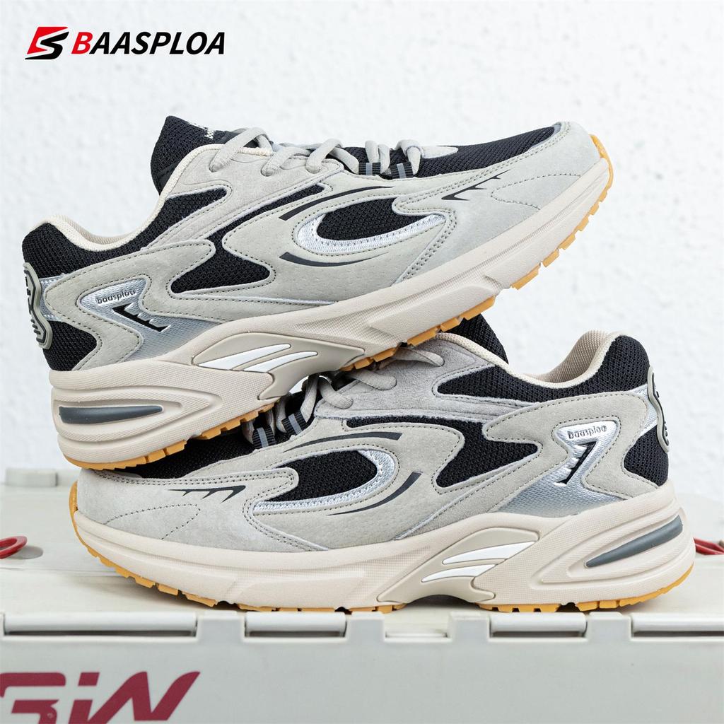 Men's Running Shoes Leather + Mesh Breathable Non-Slip Men's Outdoor Wear Sports Lightweight Running Basketball Shoes