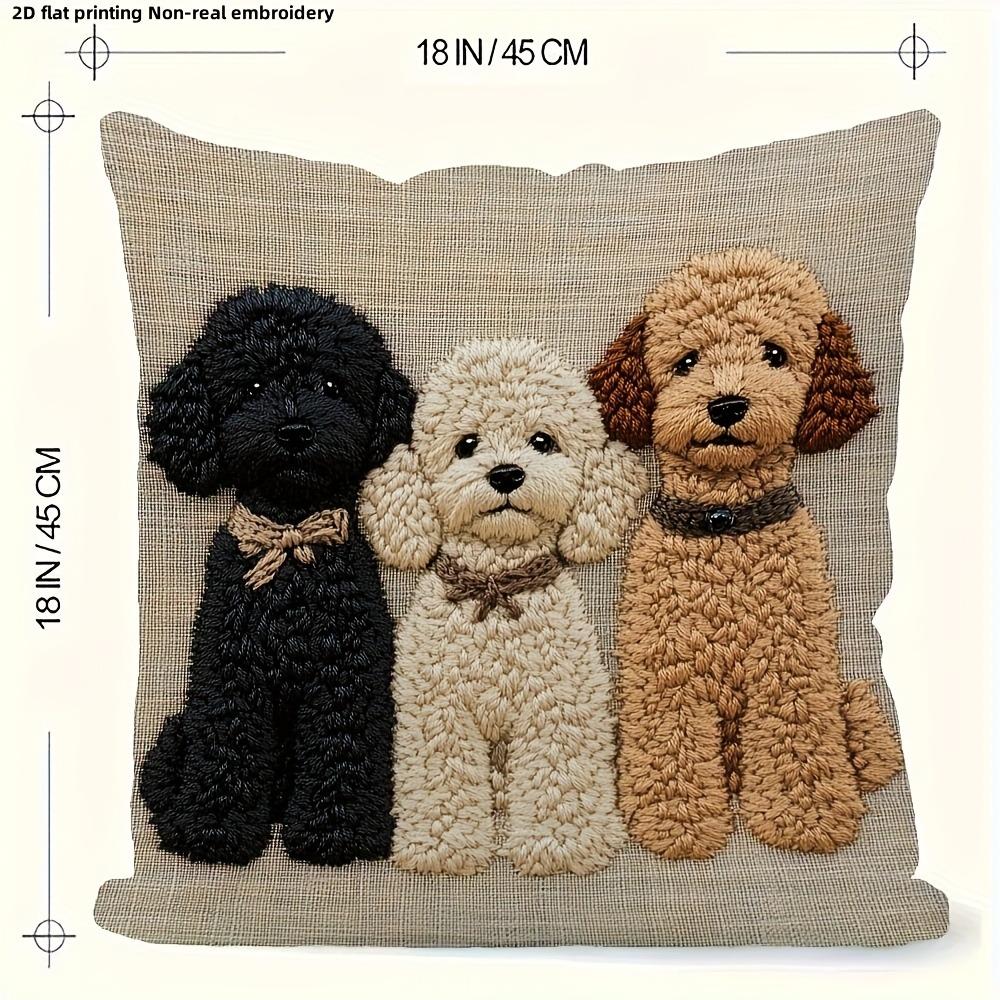 Entzückendes 2D-Flachdruck-Nicht-echtes gesticktes Hundekissenbezug Sofakissenbezug, Heimzimmer Schlafsaaldekoration, 2D-Druck