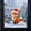 Removable Holiday Glass Stickers Christmas Cute Fox Static Window Clings Santa Hat Snowflake Gift Tree Pattern Decal Decals Self-Adhesive Winter for