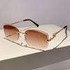 Fashion Vintage Irregular Rimless Sunglasses Women For Men  Luxury Brand Designer Sun Glasses Punk Popular Pink Metal Shades