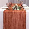 Gefalteter Tischläufer Knitterstoff Gaze Tischdecke für Hochzeitsfeier Dekoration Rustikaler Eleganter Akzent für Esstisch für Zuhause Restaurant Außenveranstaltungen
