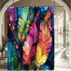 Vibrant Feather Art Print Waterproof Shower Curtain For Bathroom, Abstract Colorful Design High-End Toilet Partition Curtain