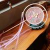 Double Petal Machine Embroidery Circular Fan Handicraft Photography Dance Court Retro Style Long Handle Bamboo Fan