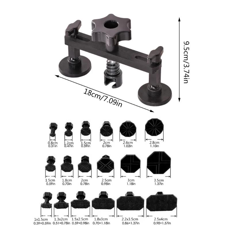 19Pcs Tool Car Body S Dent Repair Tool Bridge Pullers & 18Pcs Glues Pulling Tabs Labor Saving Tool