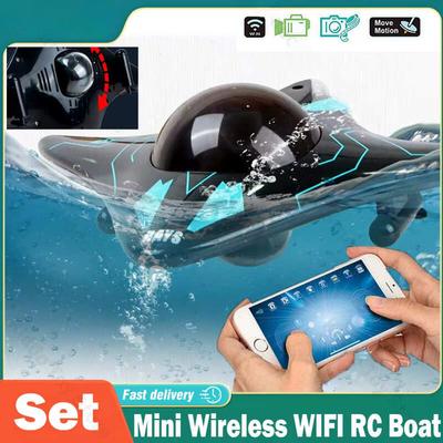 Novo Mini WIFI Controle Remoto Barco Seis Canais Submarino Mergulho Transmissão em Tempo Real Câmera Subaquática Lancha Foto Vídeo Brinquedo Meninos Presente