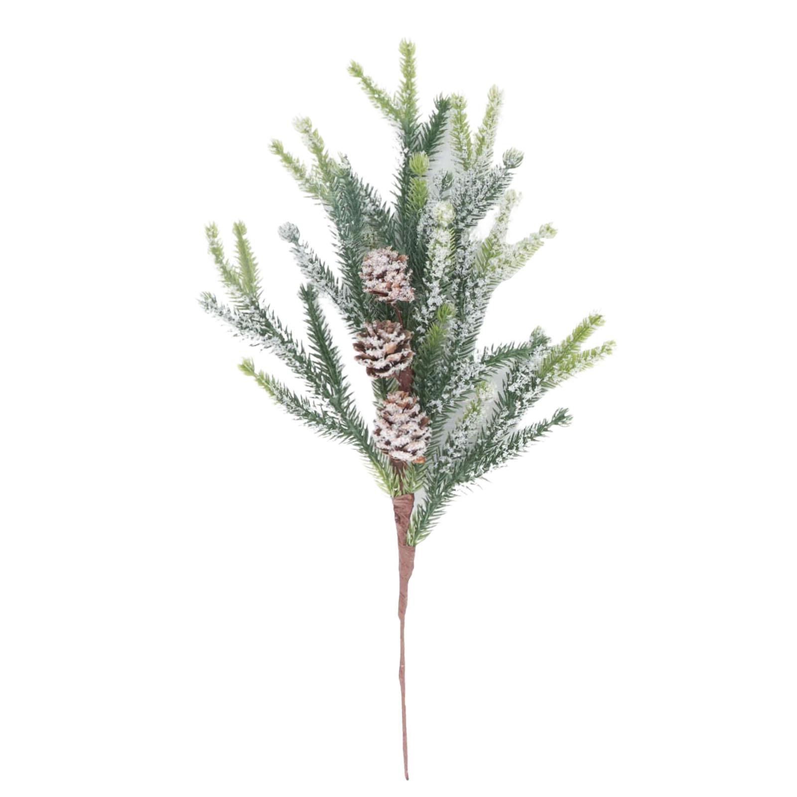 13-дюймовый Рождественский Искусственный Матовый Сосновый Пик с Шишкой Искусственный Флокированный Сосновый Пик Искусственная Зелень Ветка Дерева для Белого Зимнего Декора