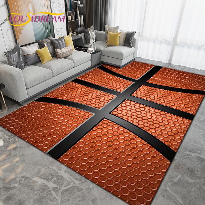 3D Creative Basketball Basketball Court Area Rug,Carpet Rug for Living Room Bedroom,Kitchen Bathroom Doormat Non-slip Floor Mat