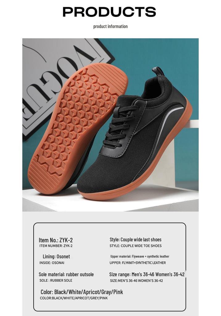 Unisex atmungsaktive Barfußschuhe mit breiter Zehenbox, Ganzjahres-Sport- & Freizeit-Outdoor-Schuhe