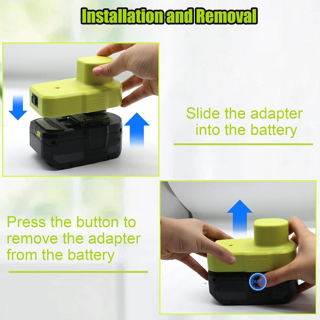 Compatible with Ryobi Power Inverter 18V Battery Adapter with U-S-B and Type C Port Power Source Charger Converter for One+ P743 18-Volt P107 P108