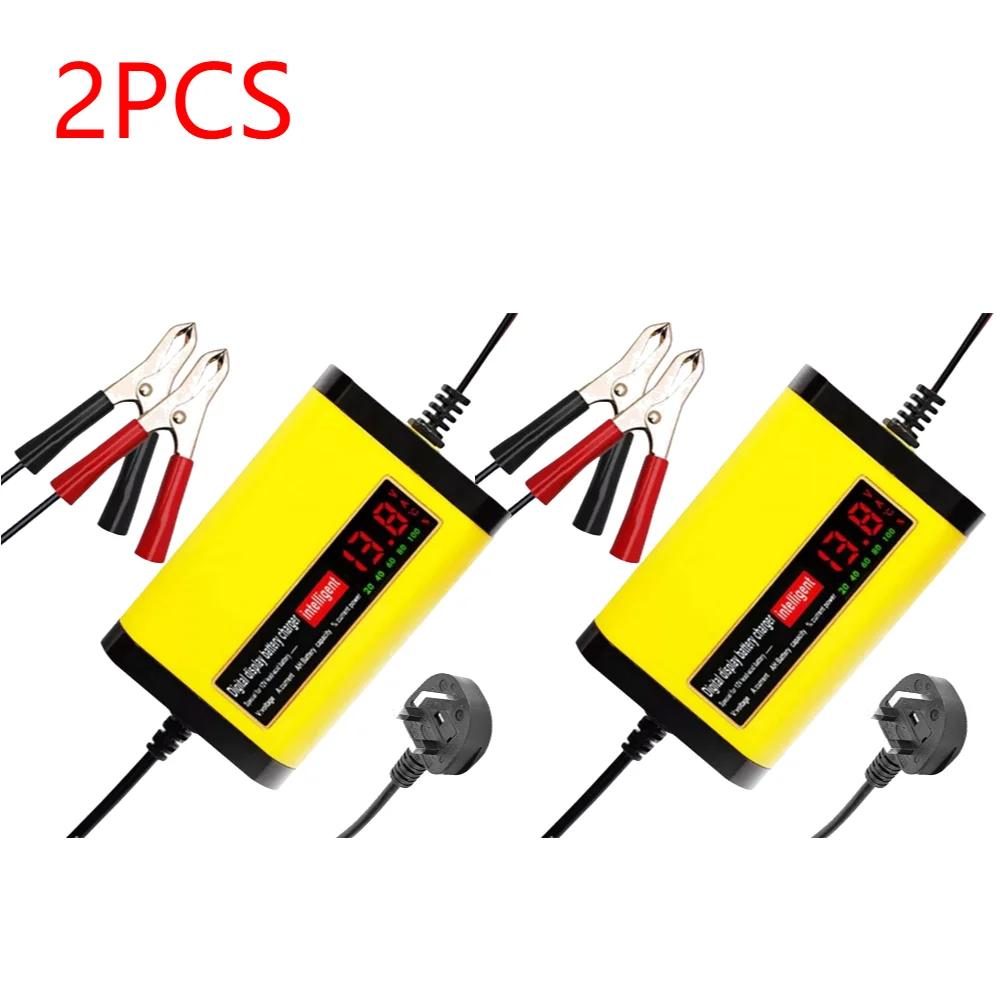 6-1PCS 12V Car Battery Charger 220V 110V LED Display Short Circuit Protection Power Charger Car Charger for Motorcycle EU/US/UK