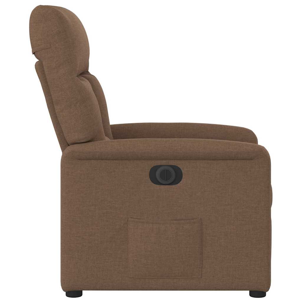 Vidaxl Electric Recliner Armchair, Brown, Fabric Upholstered