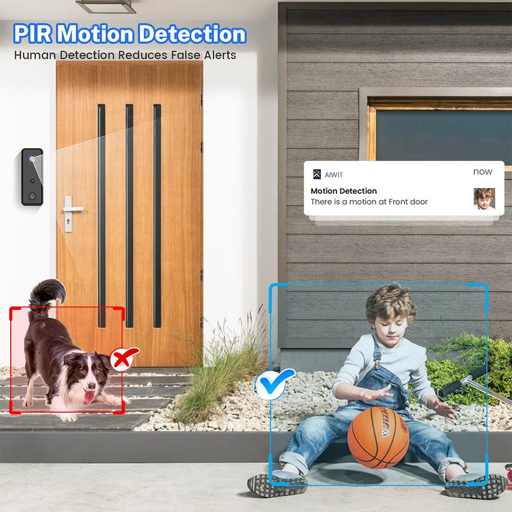 Wireless Doorbell Camera 2-Way Audio Doorbell with Camera PIR Motion Detection for Home Office