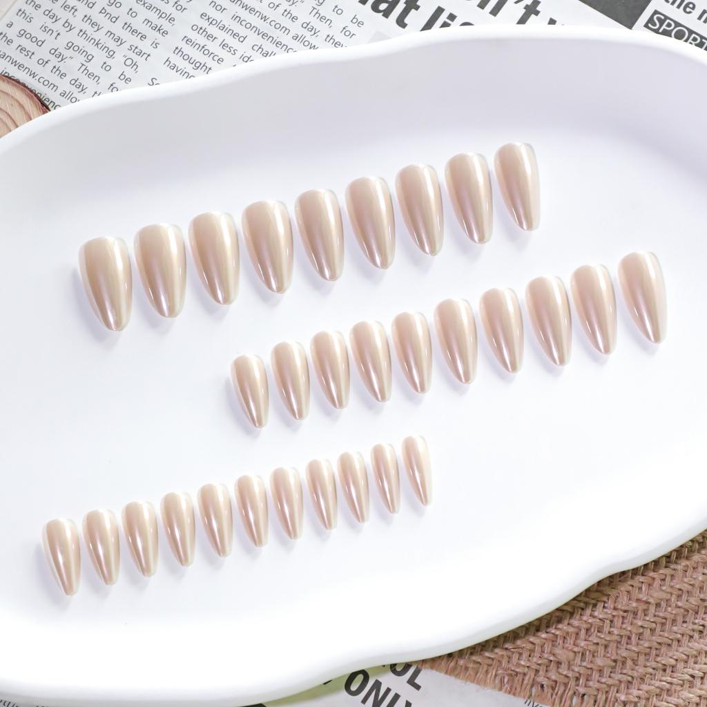 Explosive Solid Color Coated Wearable Nail Medium and Long Almond Type Manicure Fake Nail Hot-selling Wearable Nail Piece